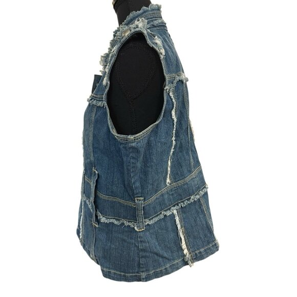 Zoey Beth Denim Sleeveless Button up Vest Women's 1X Blue Y2K 90s Retro READ - Picture 3 of 5
